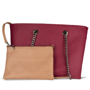 Bolso de piel reversible marron elegante para ejecutivas